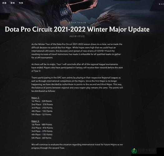 2022 年 DOTA2 首个 Major 取消原因